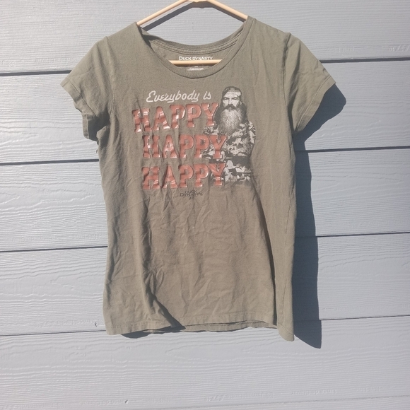 Women's Duck Dynasty T Shirt Everybody is Happy Happy Happy Size Small - Picture 1 of 3